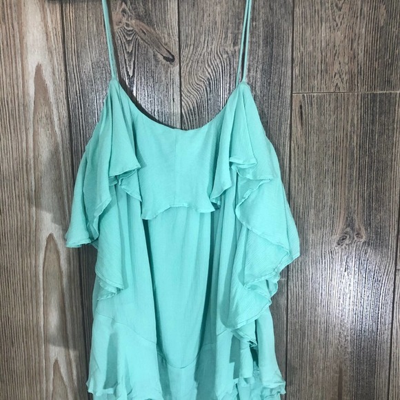 𝅺Intimately Free People Cascade Ruffle Mint Tank M (fits like a size large) - Picture 3 of 5